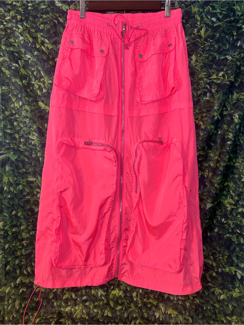 Utility Maxi Skirt in Vibrant Hot Pink